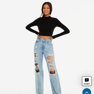 Aeropostale Long Sleeve Seriously Soft Mock-Neck Crop Top